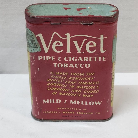 Vintage Velvet Pipe and Cigarette Tobacco Tin - Picture 2 of 2